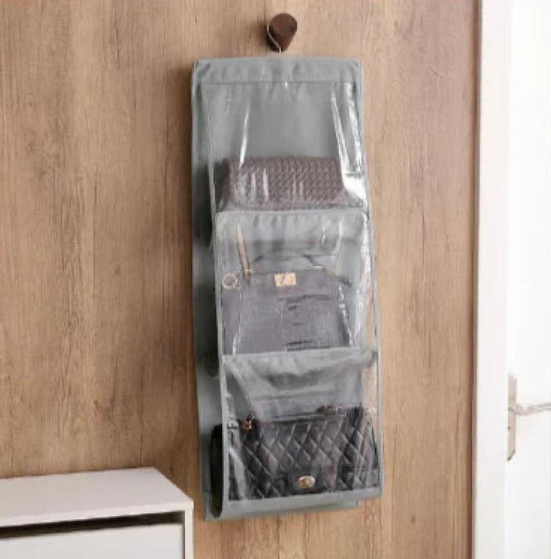 2 Pcs Multi-Functional Hanger Organizer in Black and Grey - Durable Non-Woven Storage Solutions