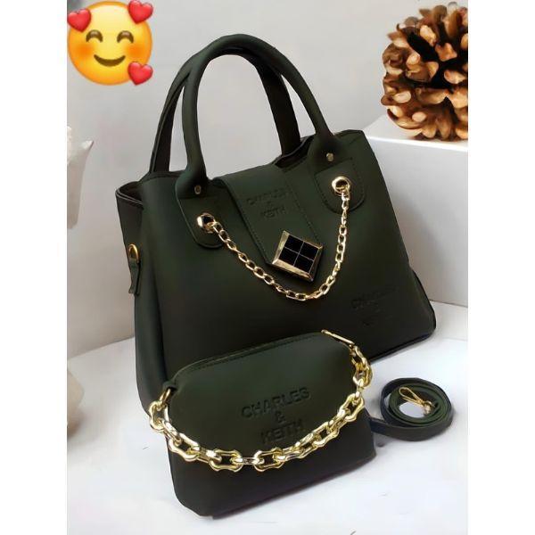 Stylish Leather Hand Bag Set for Women - 2 Pcs